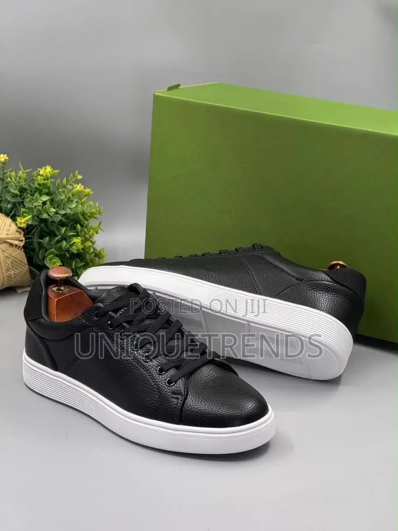 Quality POLO Leather Casual Sneakers (Black and White)