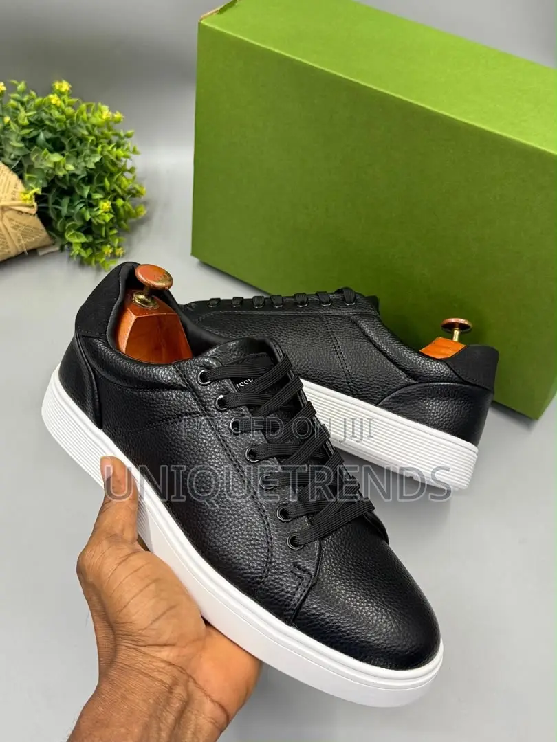 Quality POLO Leather Casual Sneakers (Black and White)