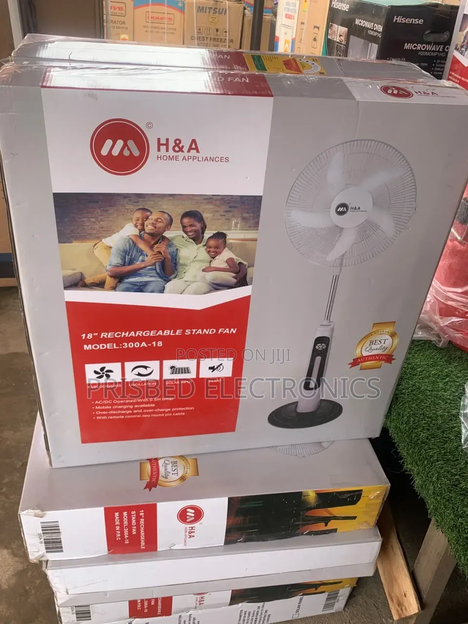 H a Durable Rechargeable Standing Fan 18"