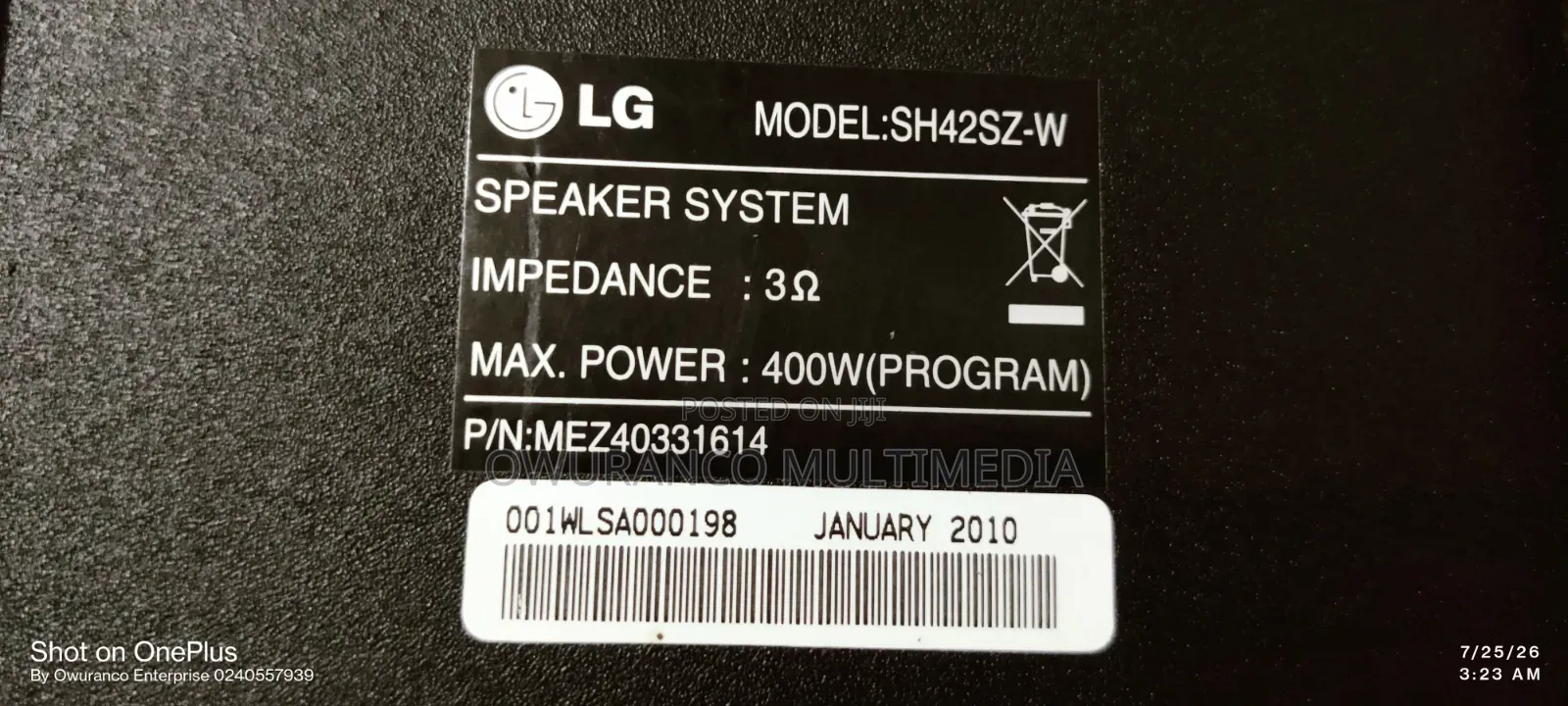 Powerful LG Passive Subwoofer 400Watt for Home Theater / Sound System