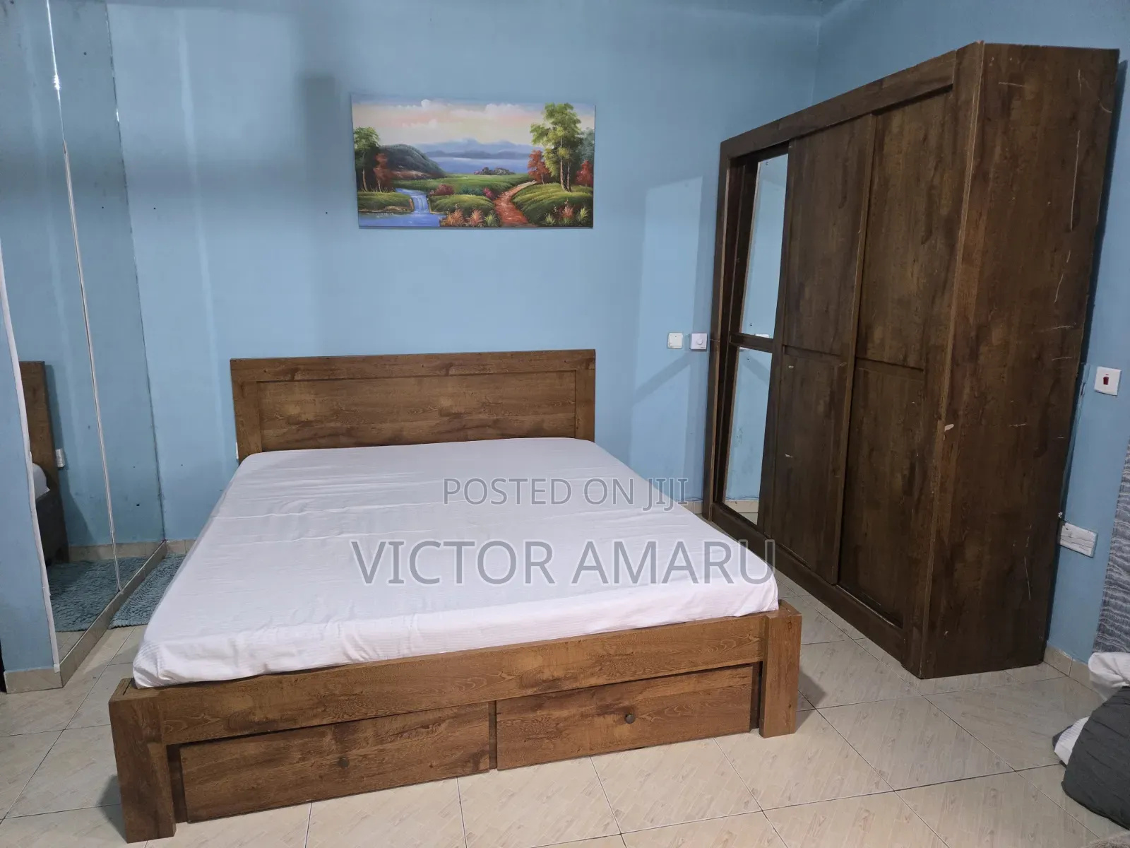 Bed Frame 6×6 With Wardrobe and Mattress
