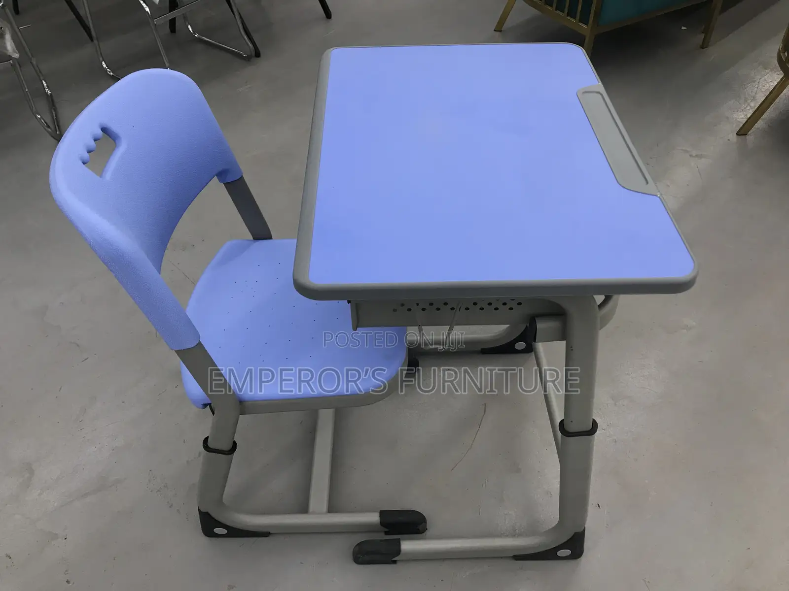 Ergonomic Blue Student Desk Chair Set