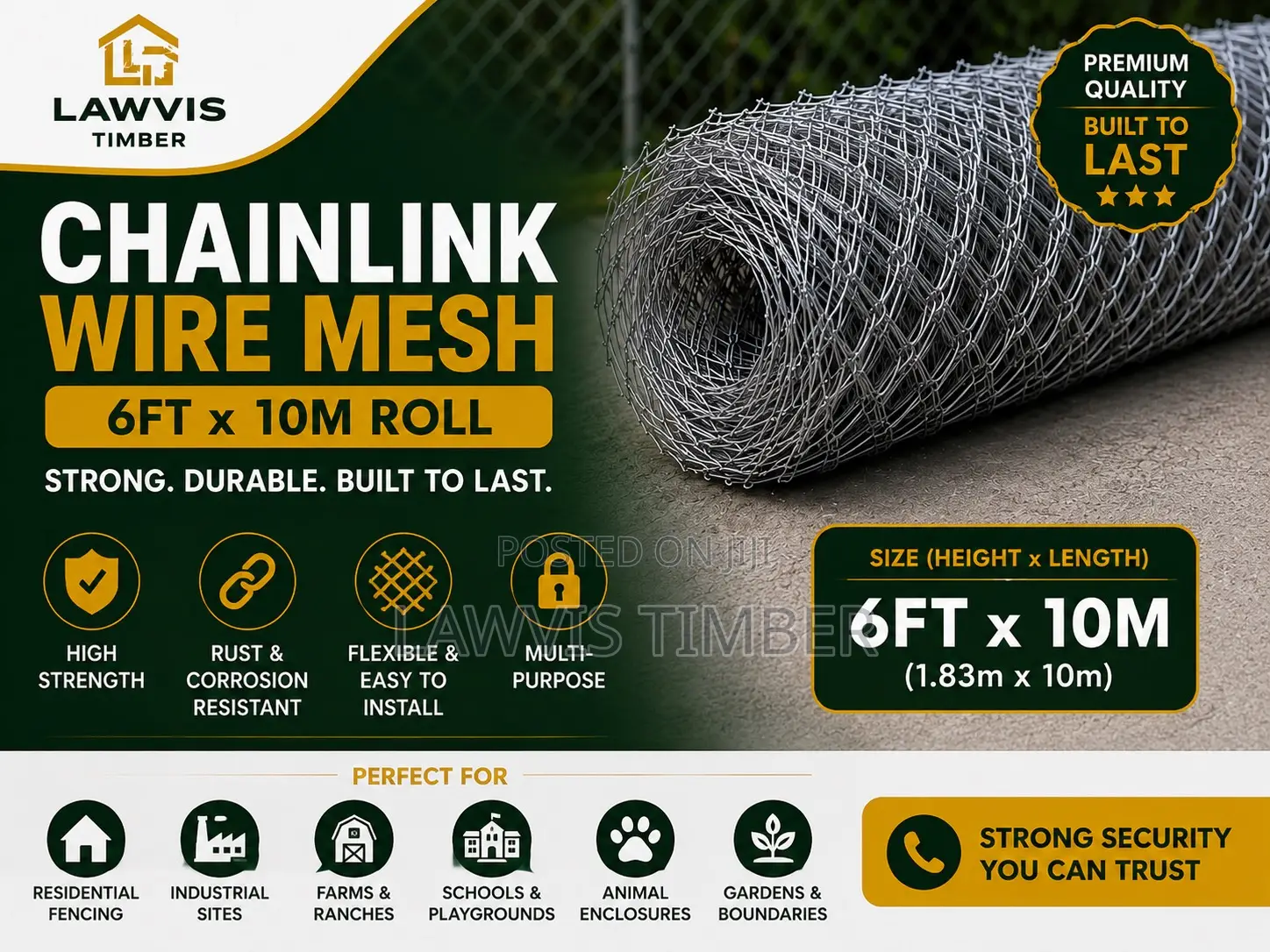 Chain Link Mesh. 10m / Farm Fencing | LVM