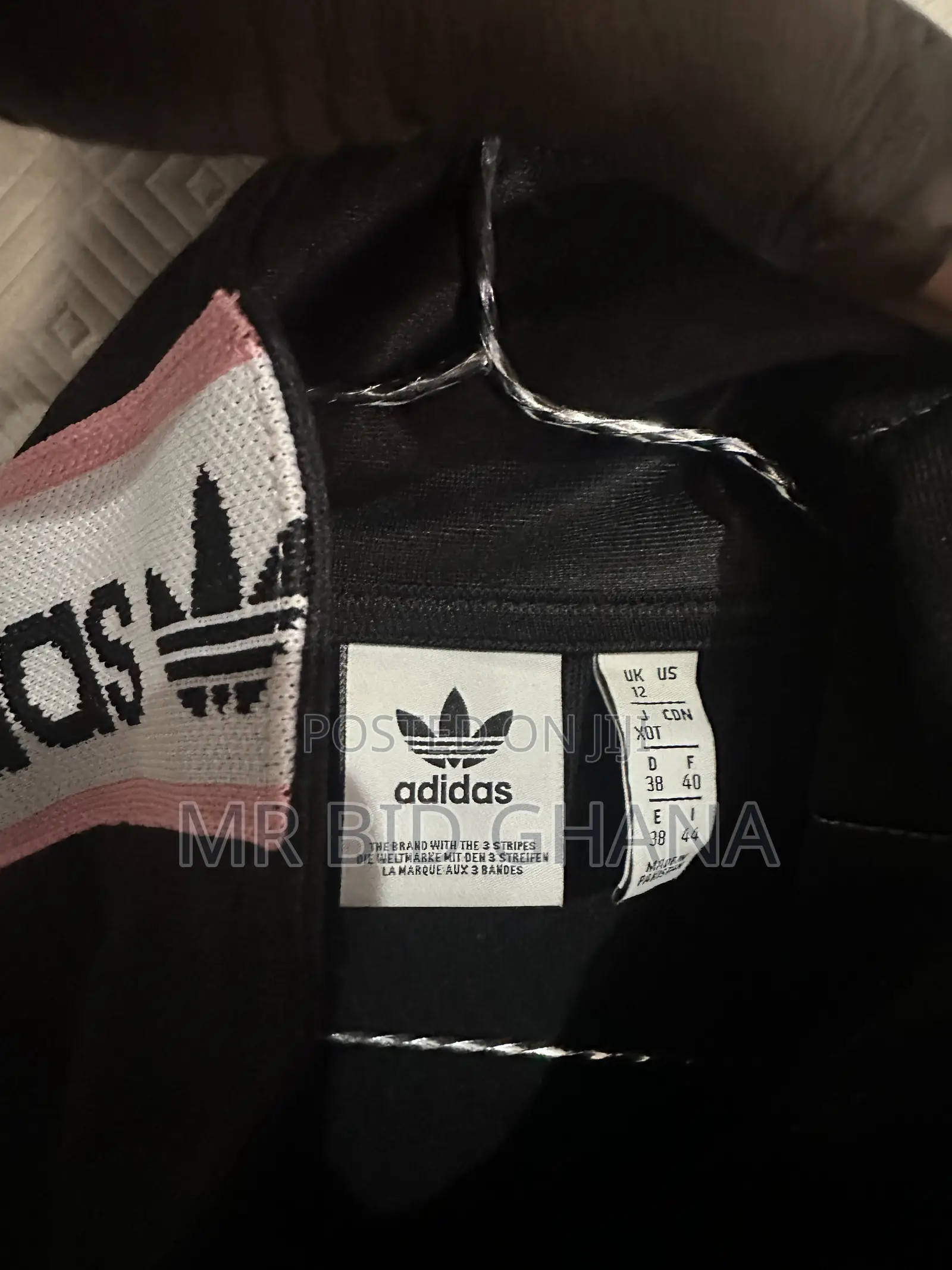 Black Adidas Originals Track Jacket With Pink Logo Tape