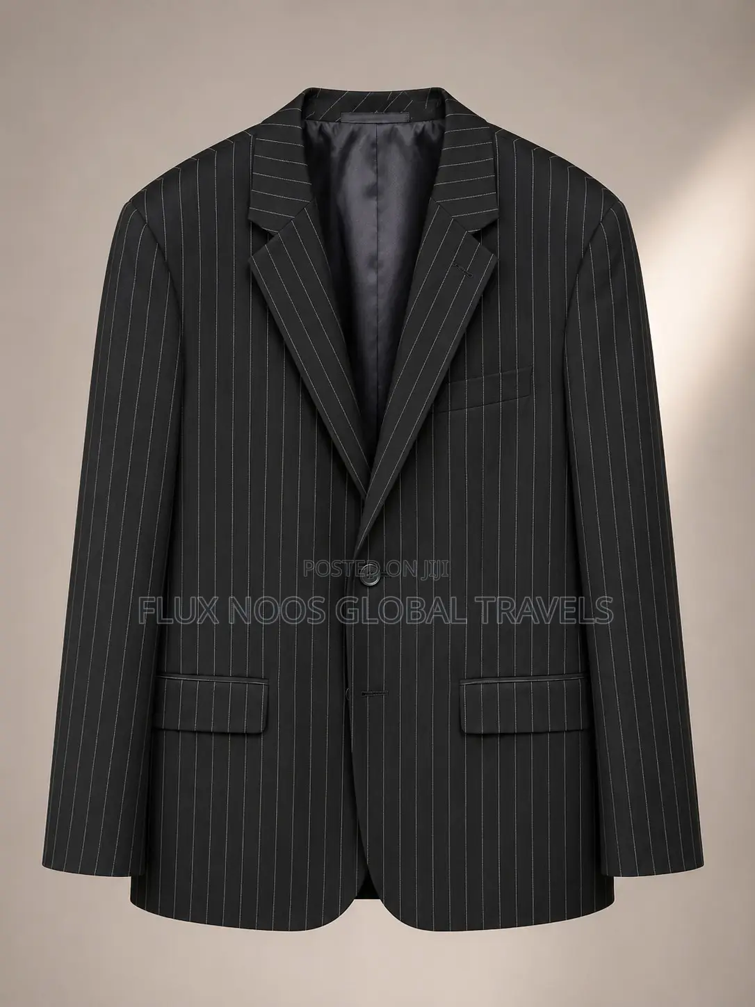 Men's Black Pinstripe Suit Jacket – Size 42R / EU 52 – Premium Blazer