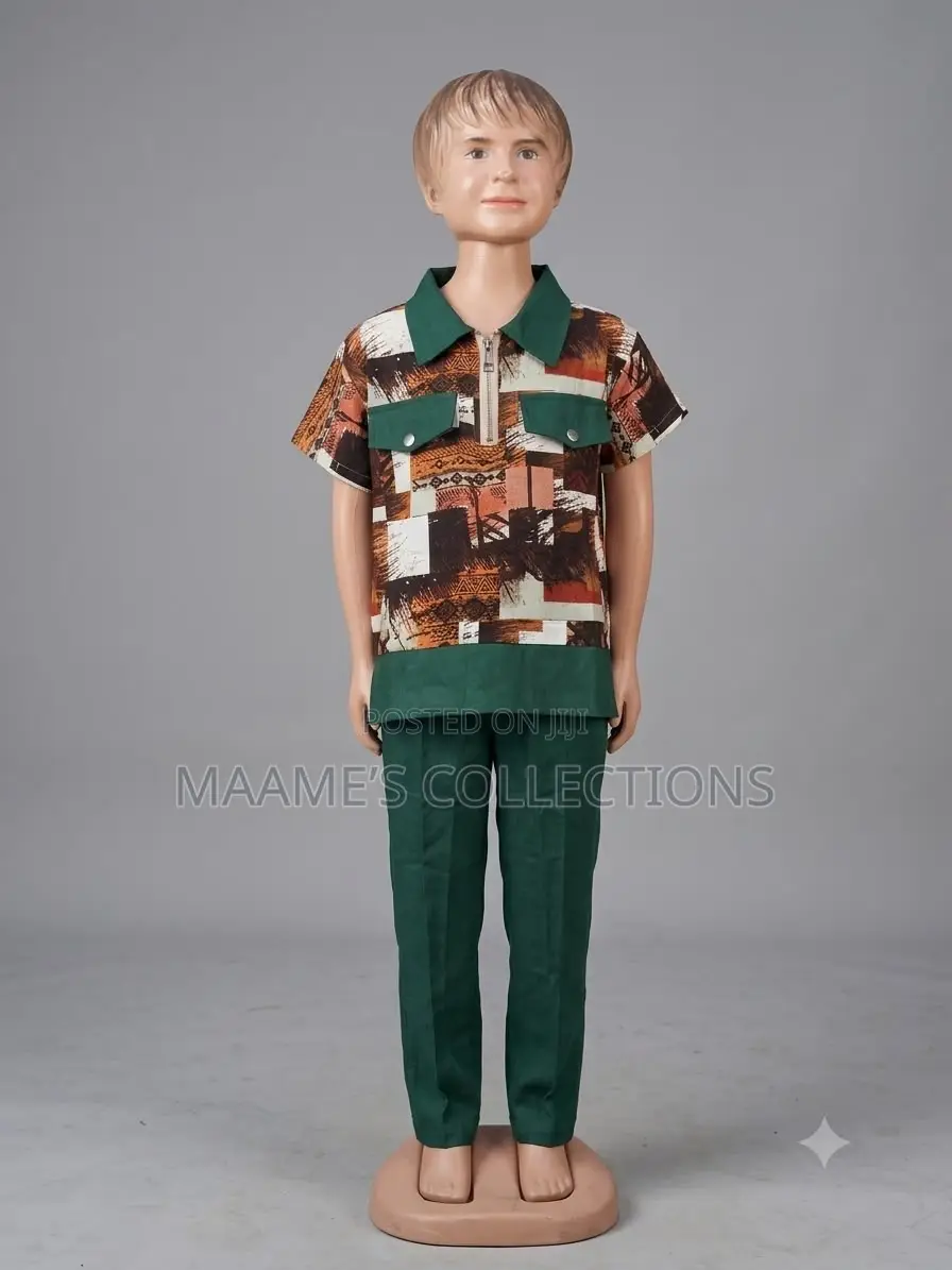 Stylish Boys 2-Piece Outfit | Premium Zip-Neck Shirt Trousers Set