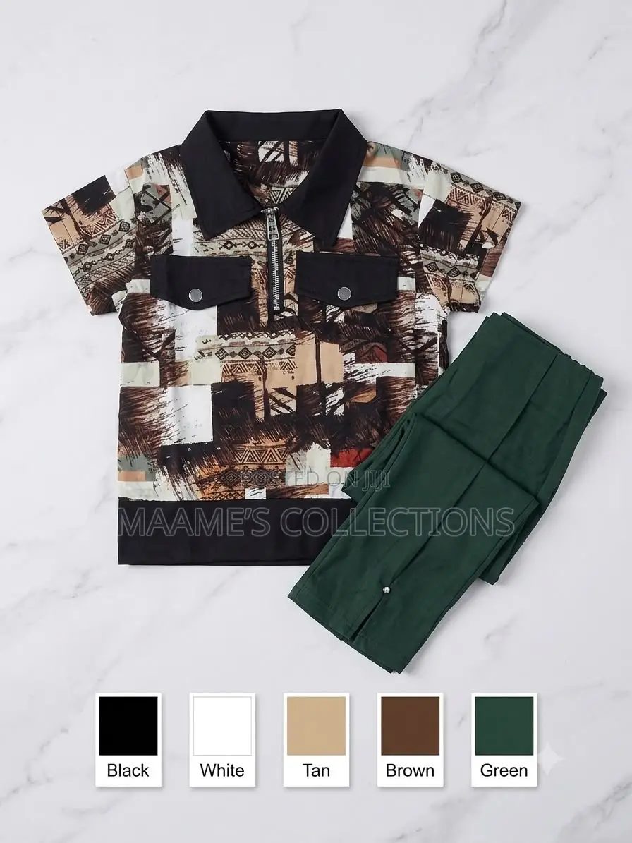 Stylish Boys 2-Piece Outfit | Premium Zip-Neck Shirt Trousers Set