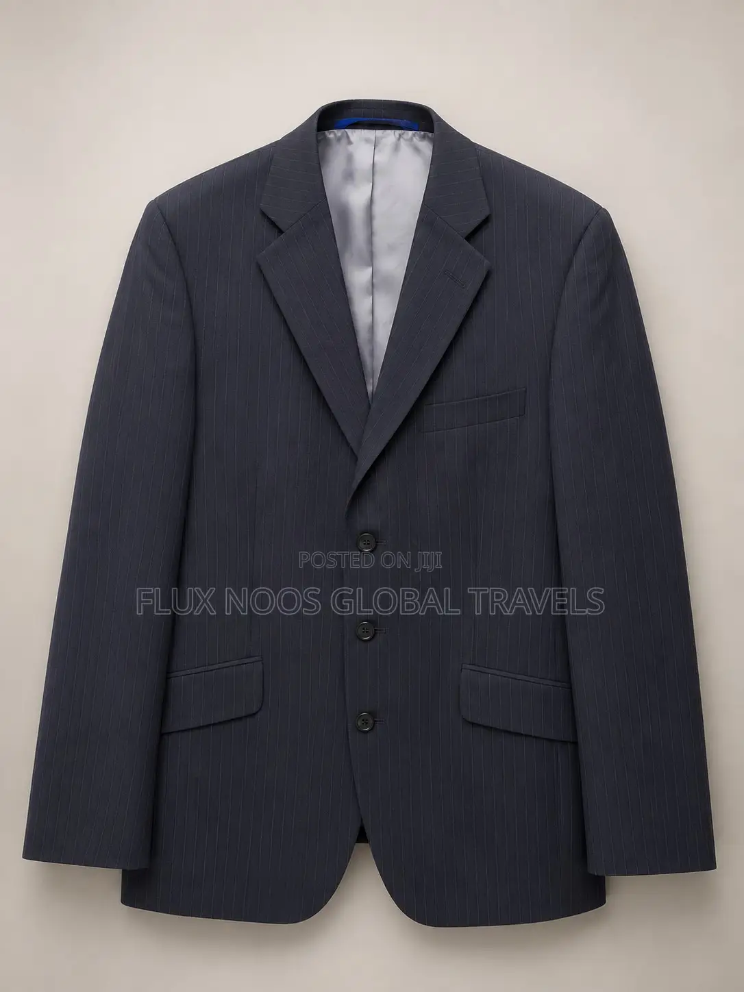 Men's Dark Navy Pinstripe Suit Jacket – Size 38R / EU 48R