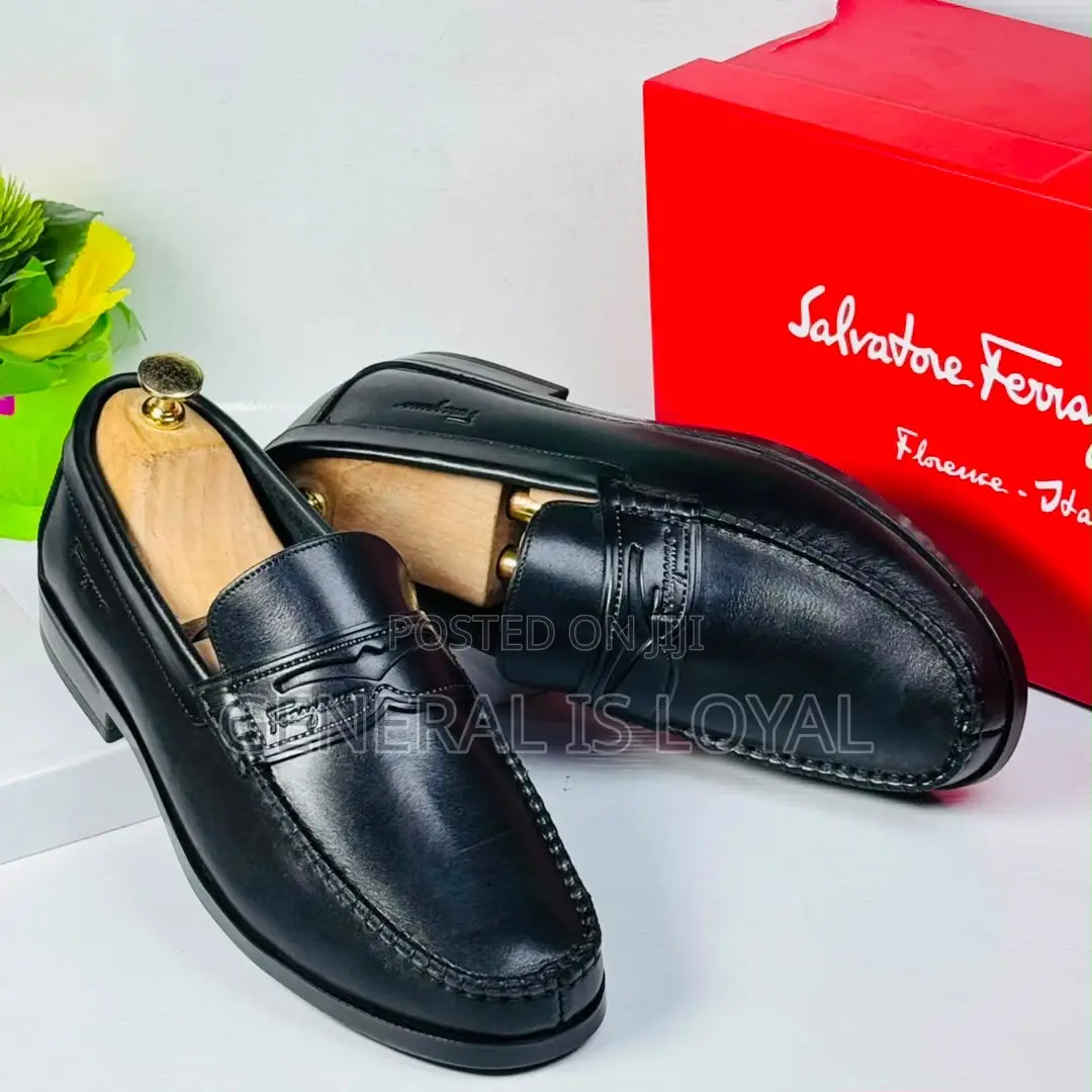 Salvatore Ferragamo Black Leather Men’s Classic Loafers Shoe