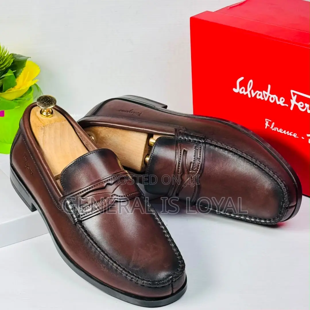 Salvatore Ferragamo Brown Leather Men’s Classic Loafers Shoe
