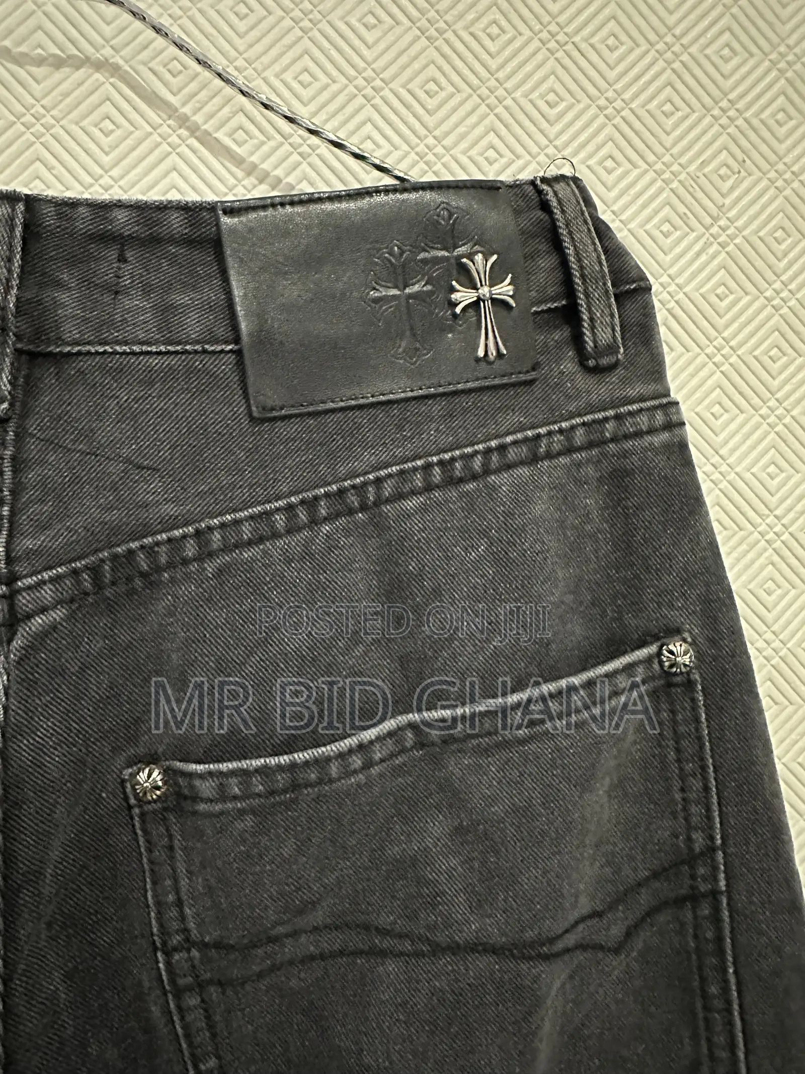 Black Cross-Patch Baggy Jeans – Size XS
