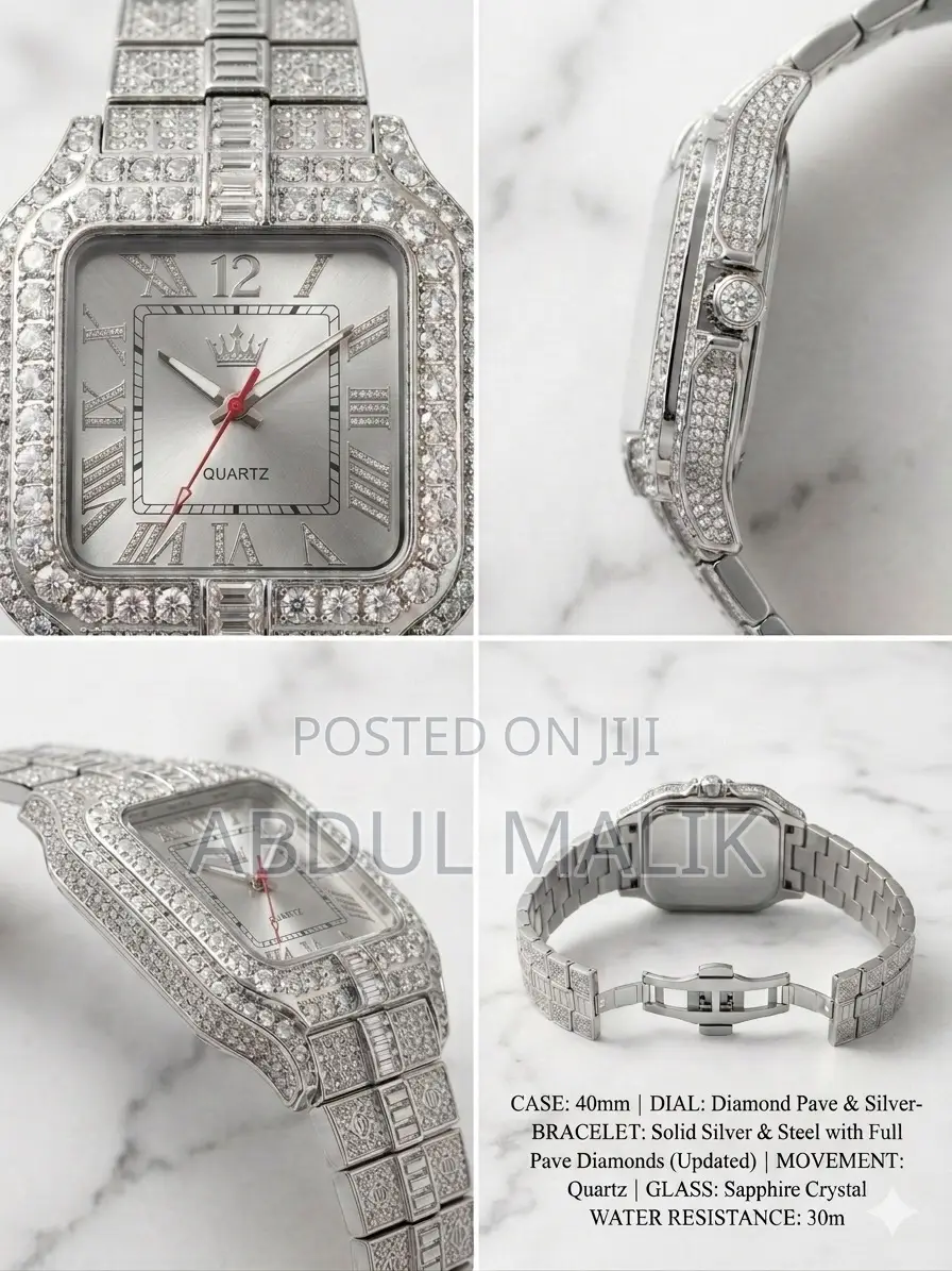 Fashion Square Diamond Watch Unisex Iced Out Quartz Watch