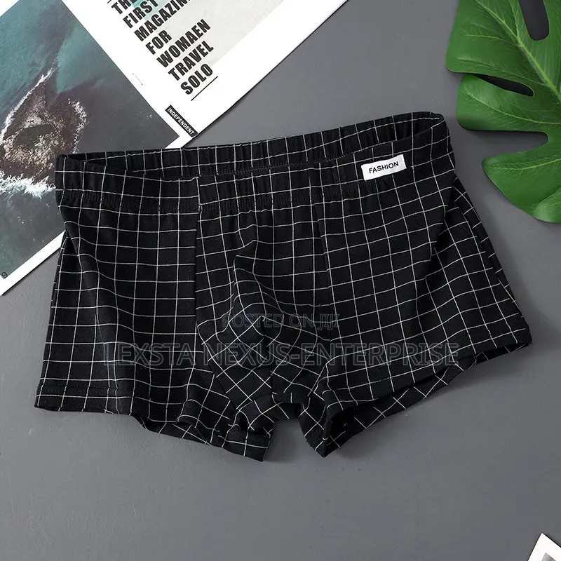 Stripped Cotton Boxer Shorts - Black Navy Blue