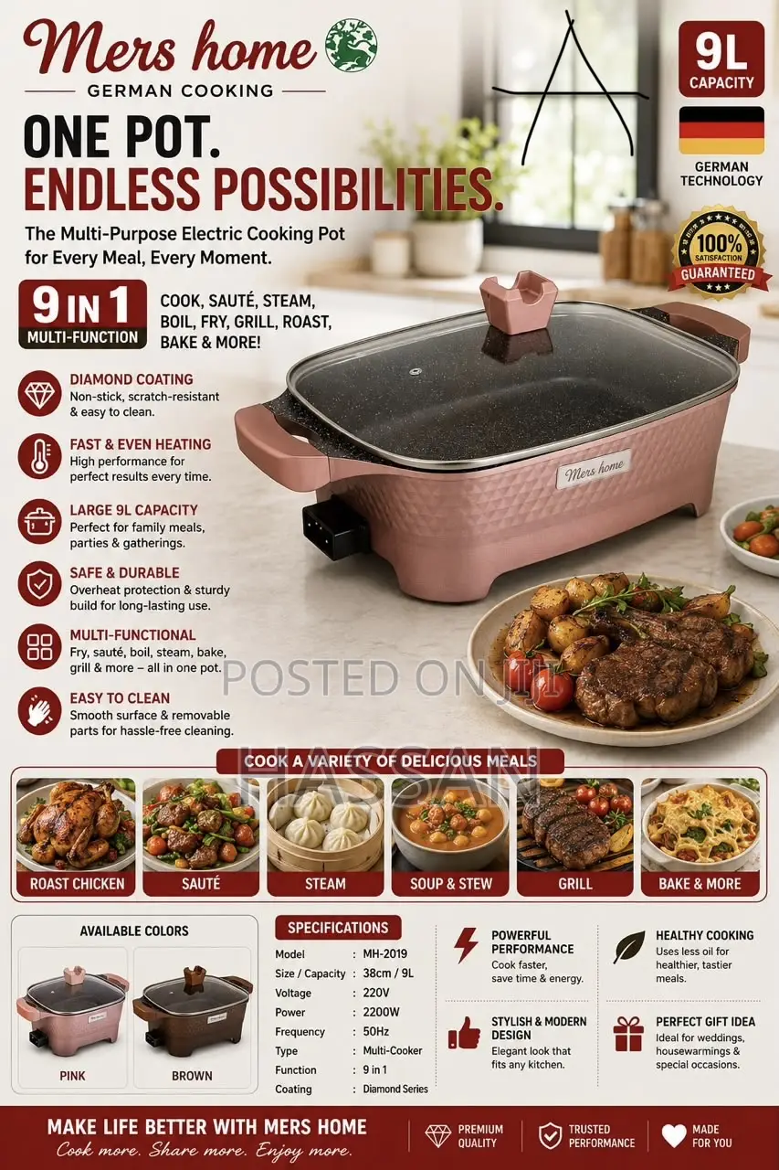 German Cooking Electric Pot 38cm/12l