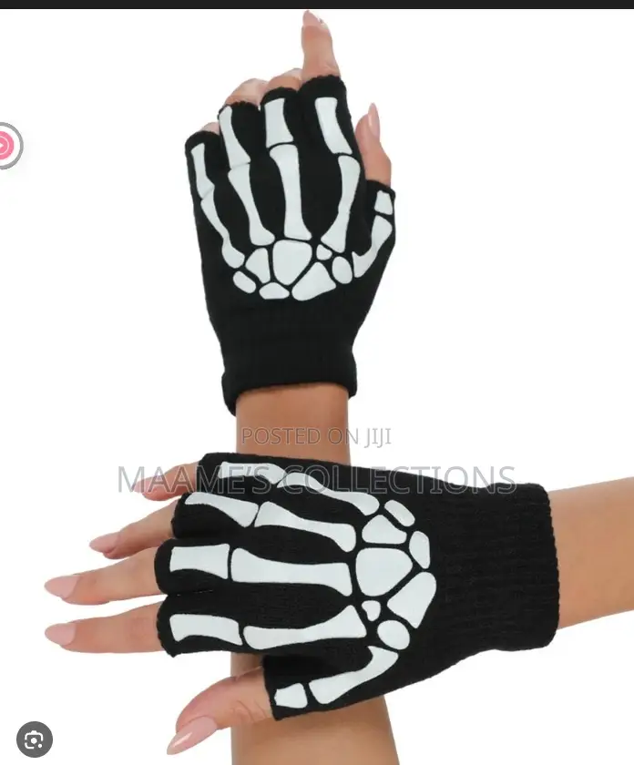 Skeleton Half Finger Hand Gloves – Unisex Winter Fashion Gloves