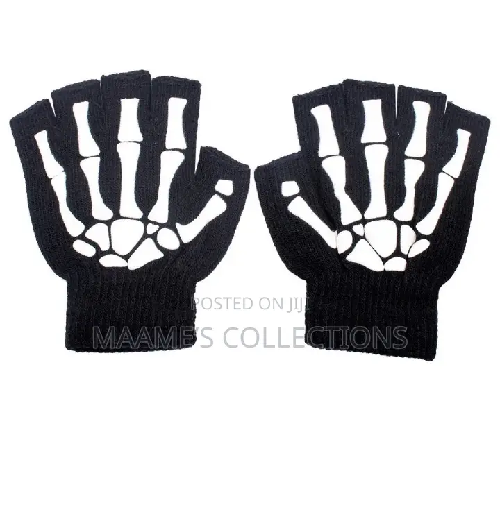 Skeleton Half Finger Hand Gloves – Unisex Winter Fashion Gloves