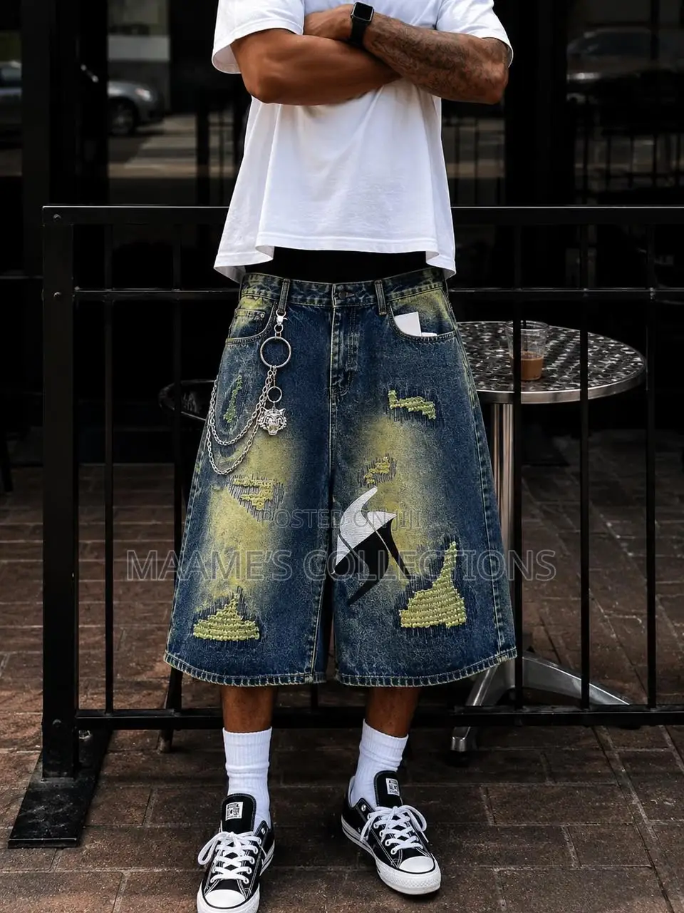 Men’s 3 Quarter Baggy Denim Jorts / Shorts – Vintage Streetwear Jeans