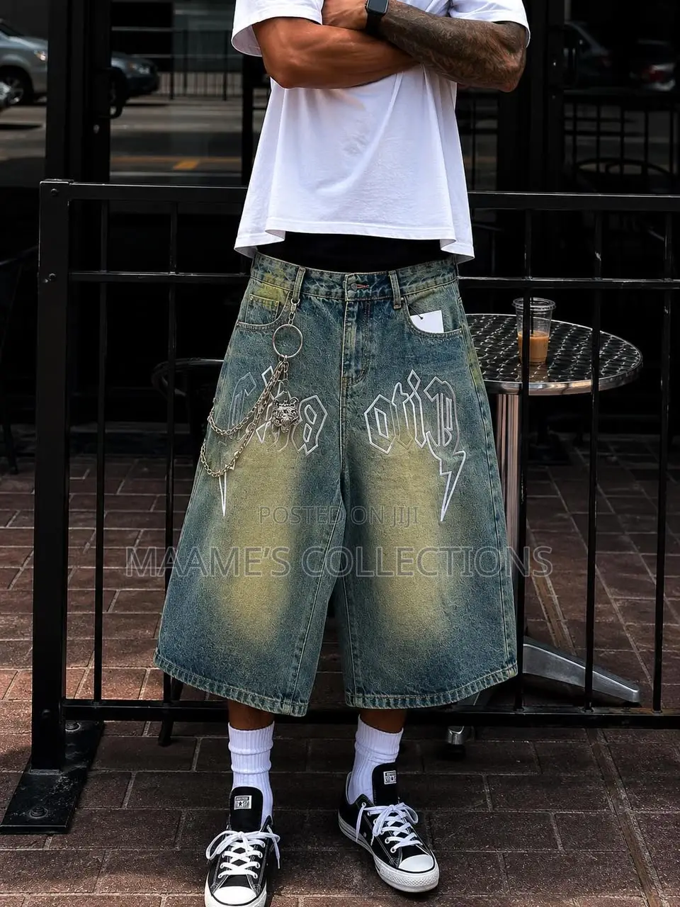 Men’s 3 Quarter Baggy Denim Jorts / Shorts – Vintage Streetwear Jeans