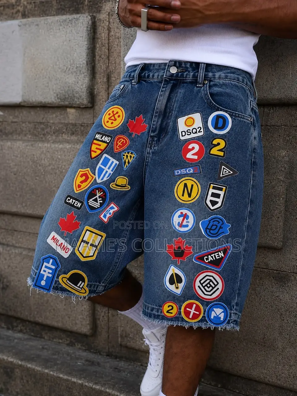 Men’s 3 Quarter Baggy Denim Jorts / Shorts – Vintage Streetwear Jeans