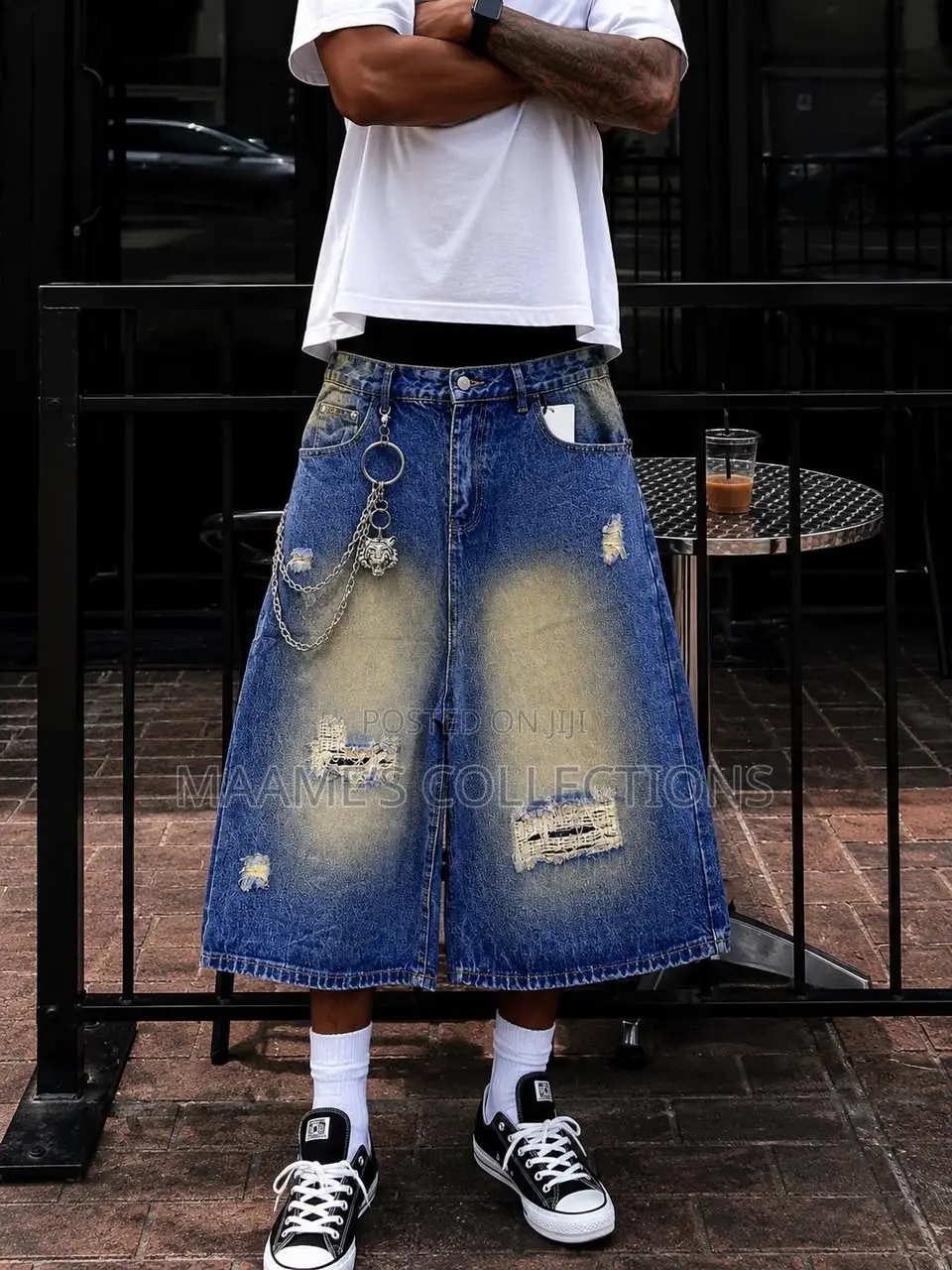 Men’s 3 Quarter Baggy Denim Jorts / Shorts – Vintage Streetwear Jeans