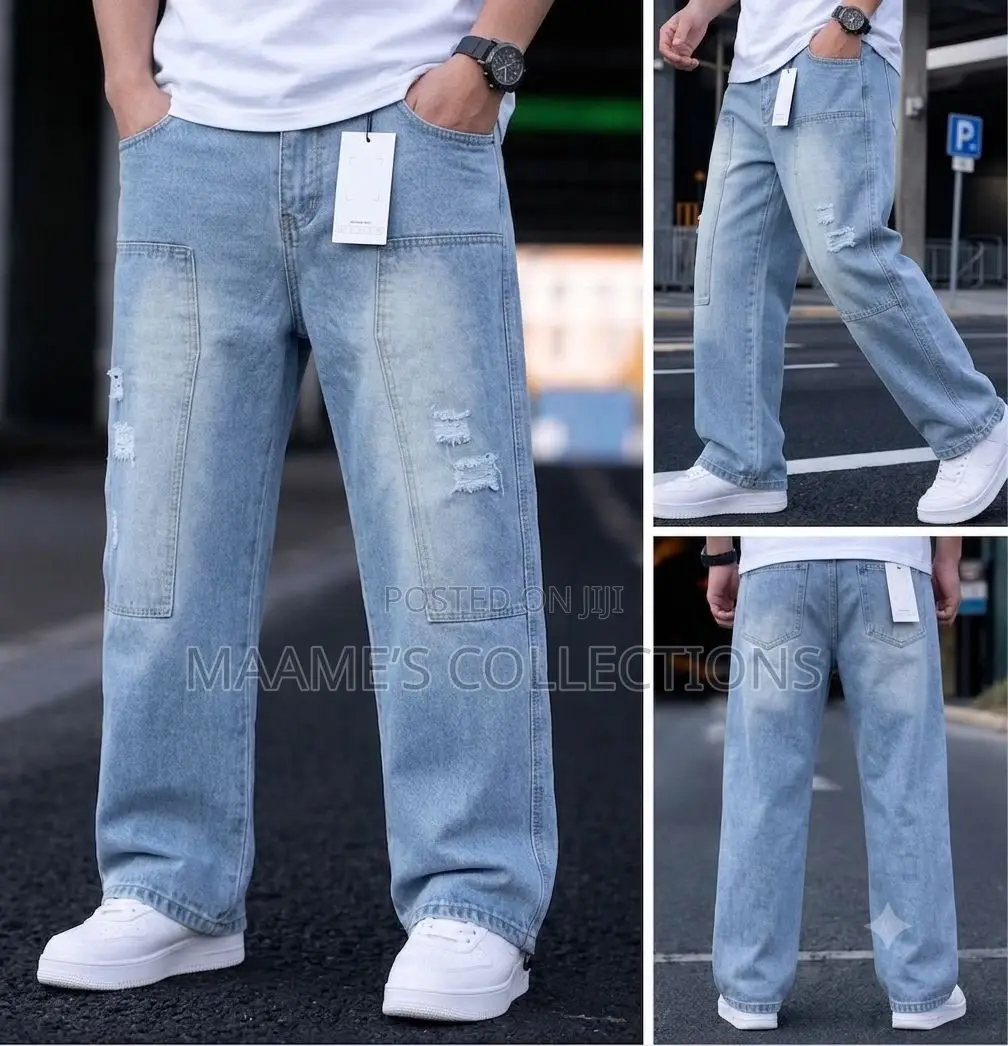 Luxury Designer Wide Leg Denim Jeans for Men (Sizes 30 - 38 )