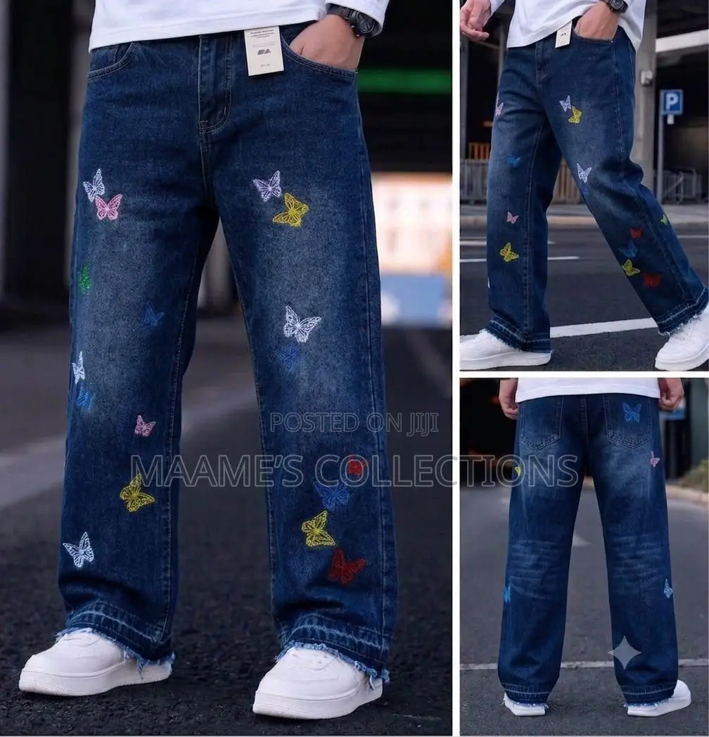 Luxury Designer Wide Leg Denim Jeans for Men (Sizes 30 - 38 )