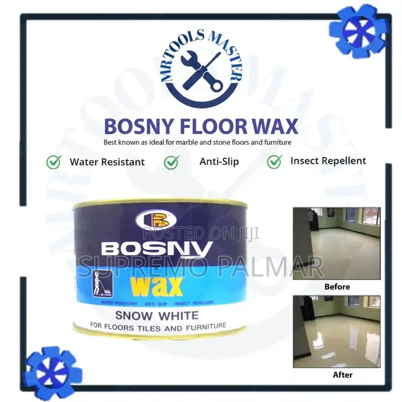 BOSNY Snow White Wax for Floors, Tiles Furniture – Water Resistant