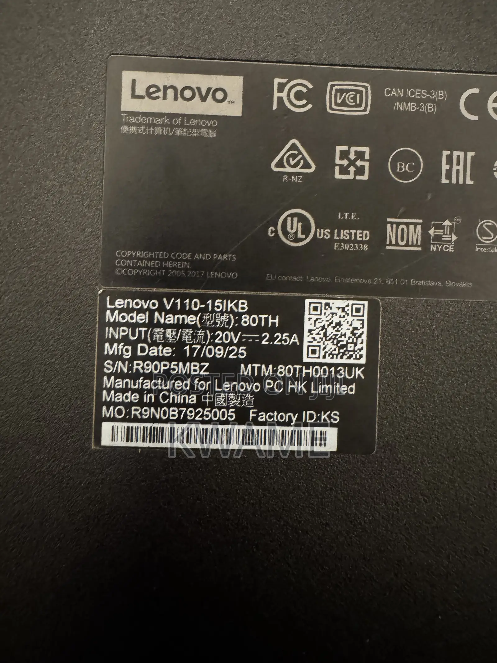 Laptop Lenovo V110 4GB Intel Core i5 SSD 128GB