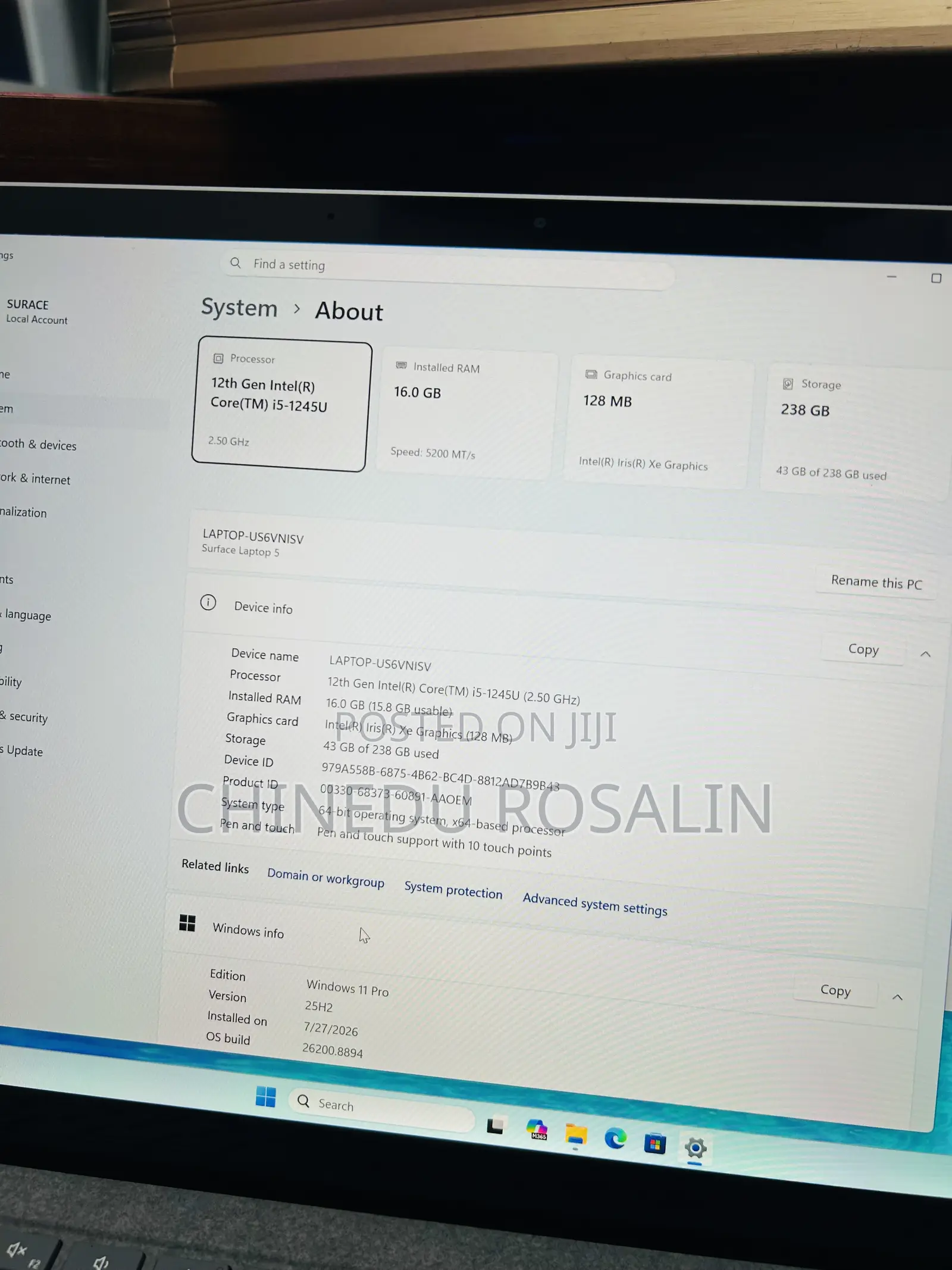 Laptop Microsoft Surface Laptop 5 16GB Intel Core i5 SSD 256GB