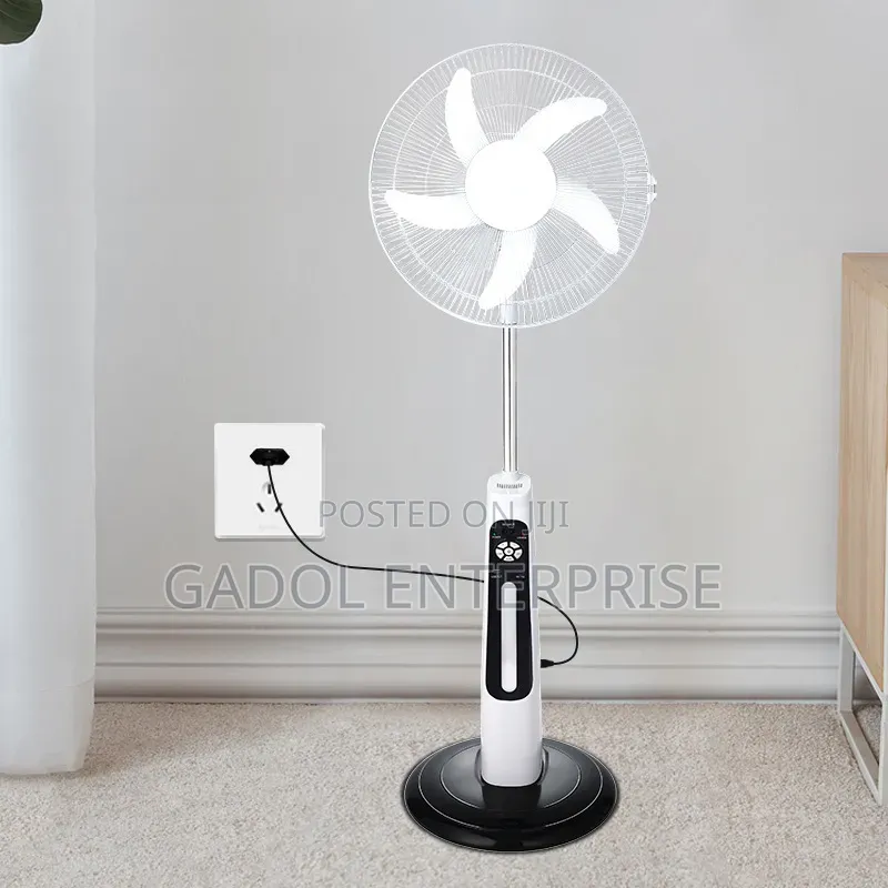 Rechargeable Fan 15 Hours LED Lights USB Port Remote Control