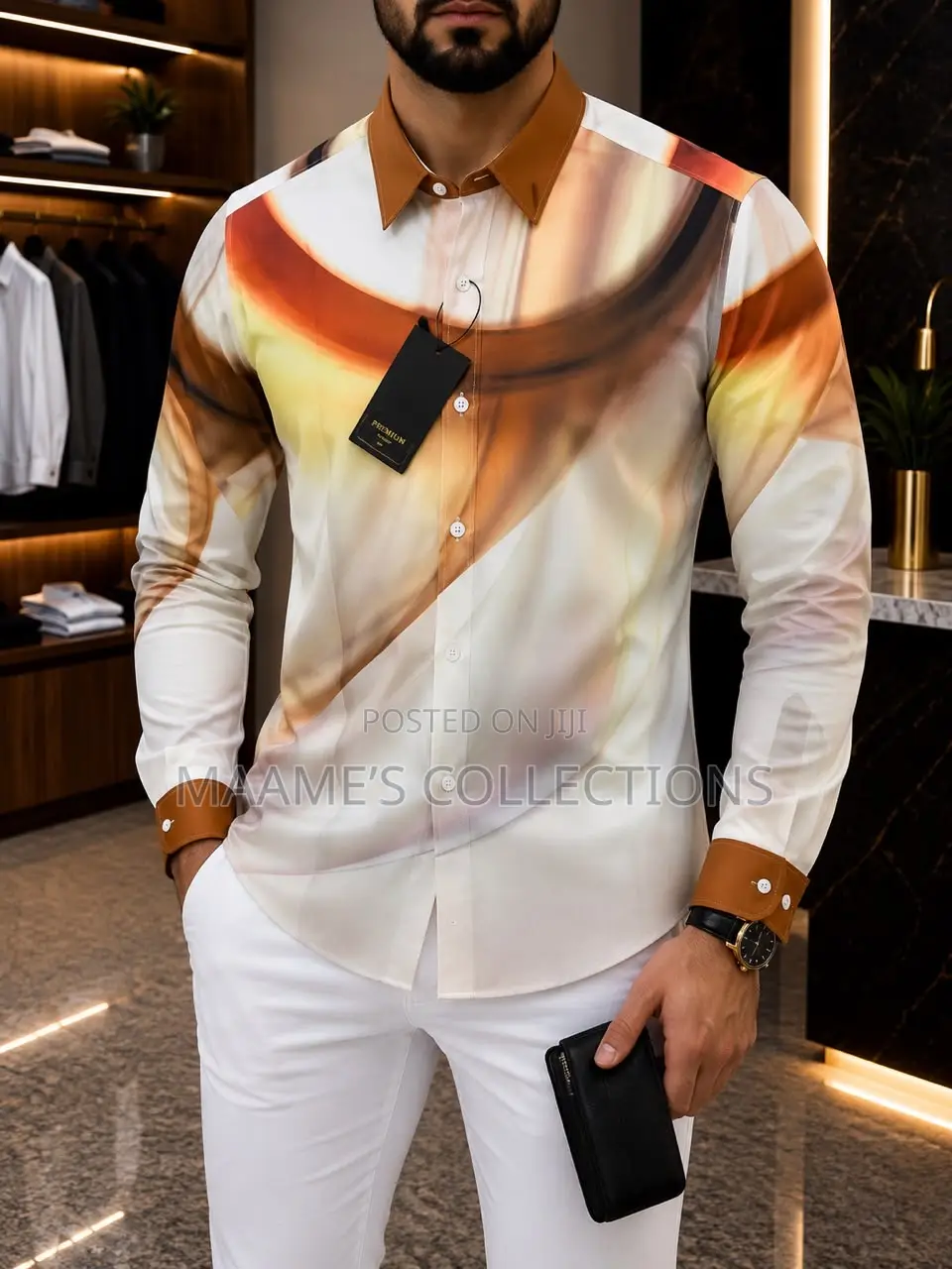 Men’S Long-Sleeved Button-Down Shirt