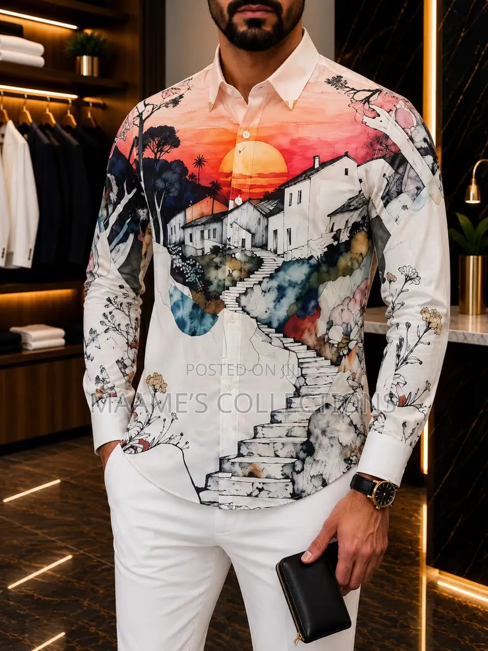 Men’S Long-Sleeved Button-Down Shirt