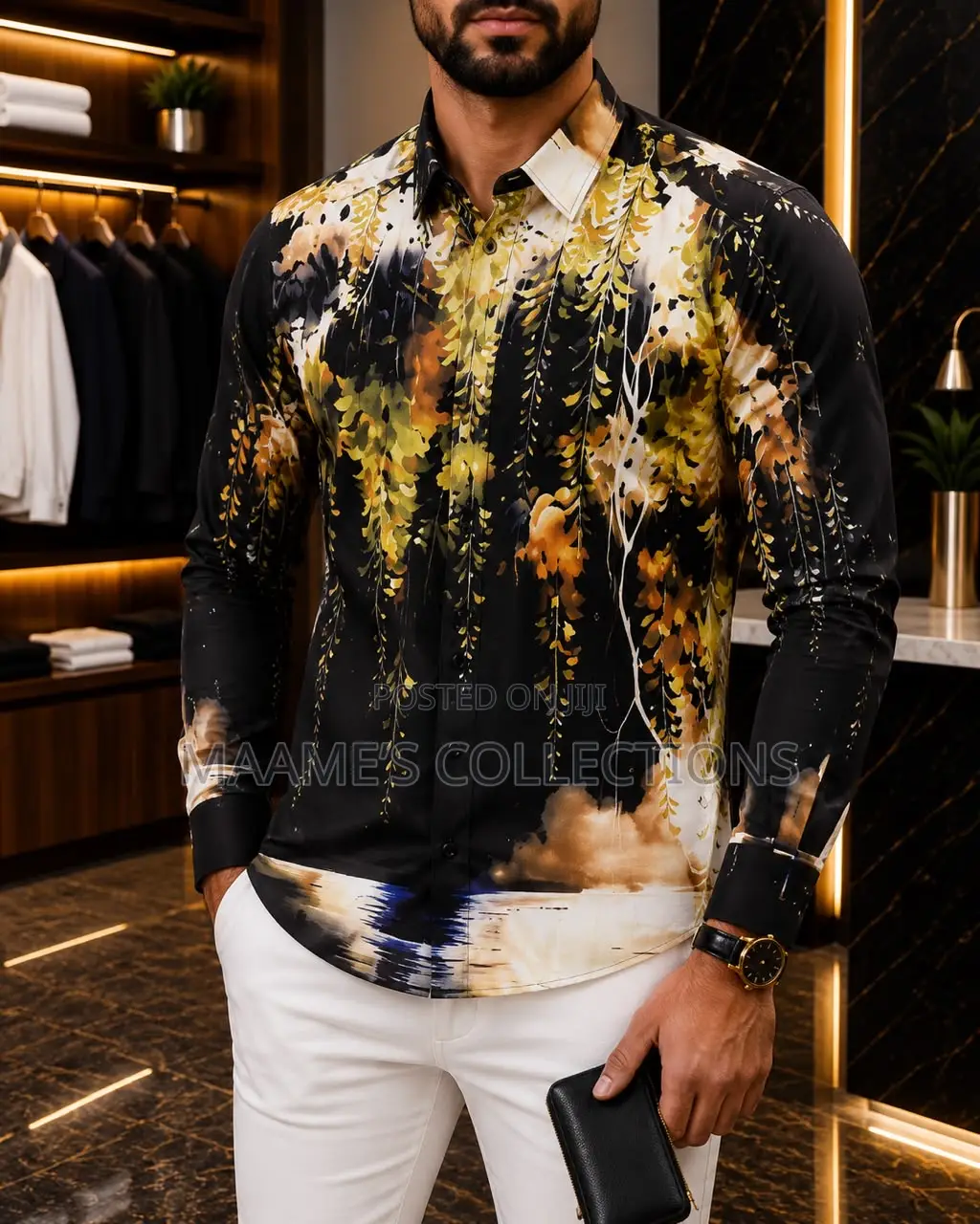 Men’S Long-Sleeved Button-Down Shirt