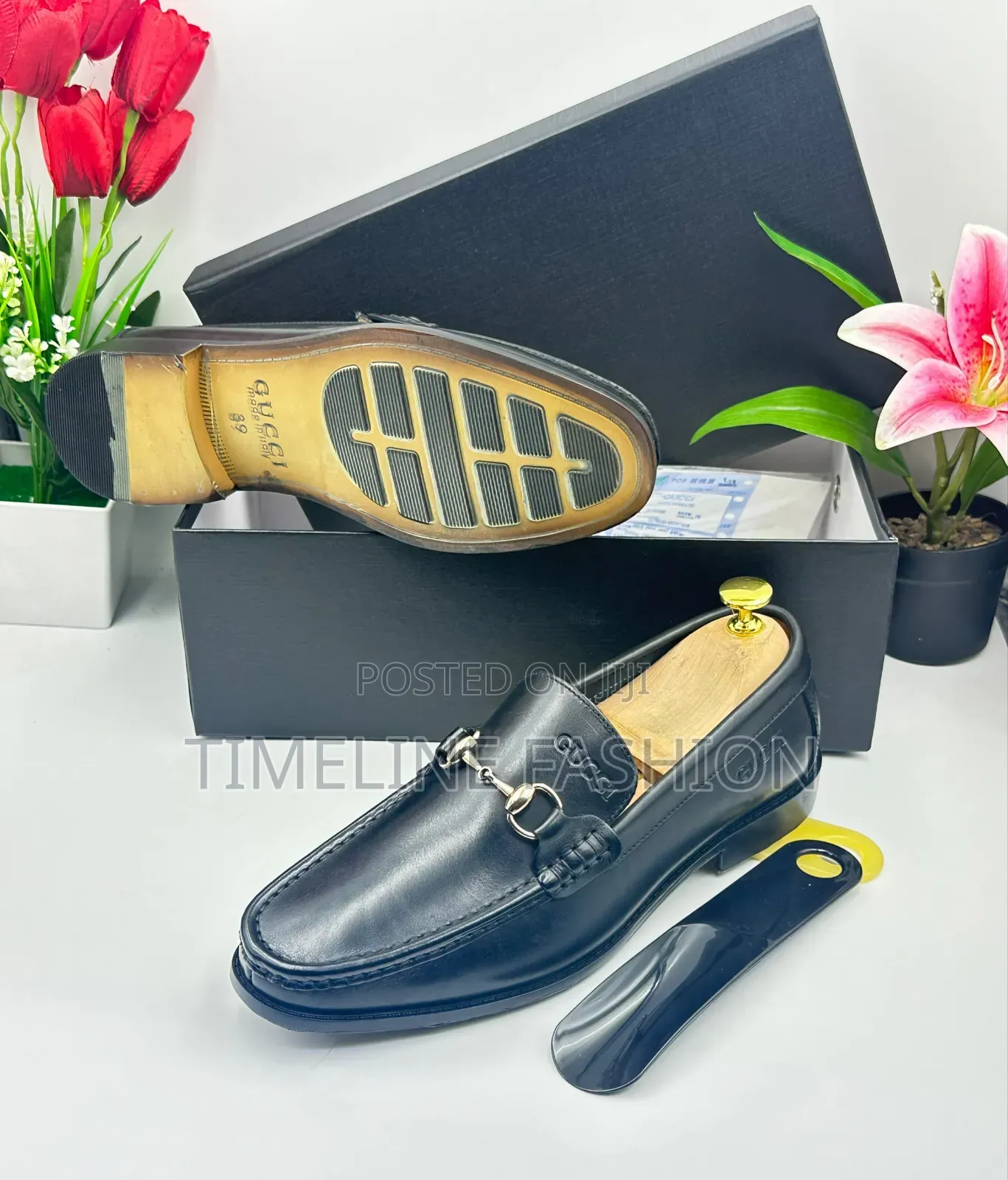 Brand New Executive Men's Gucci Black Leather Loafer Shoes