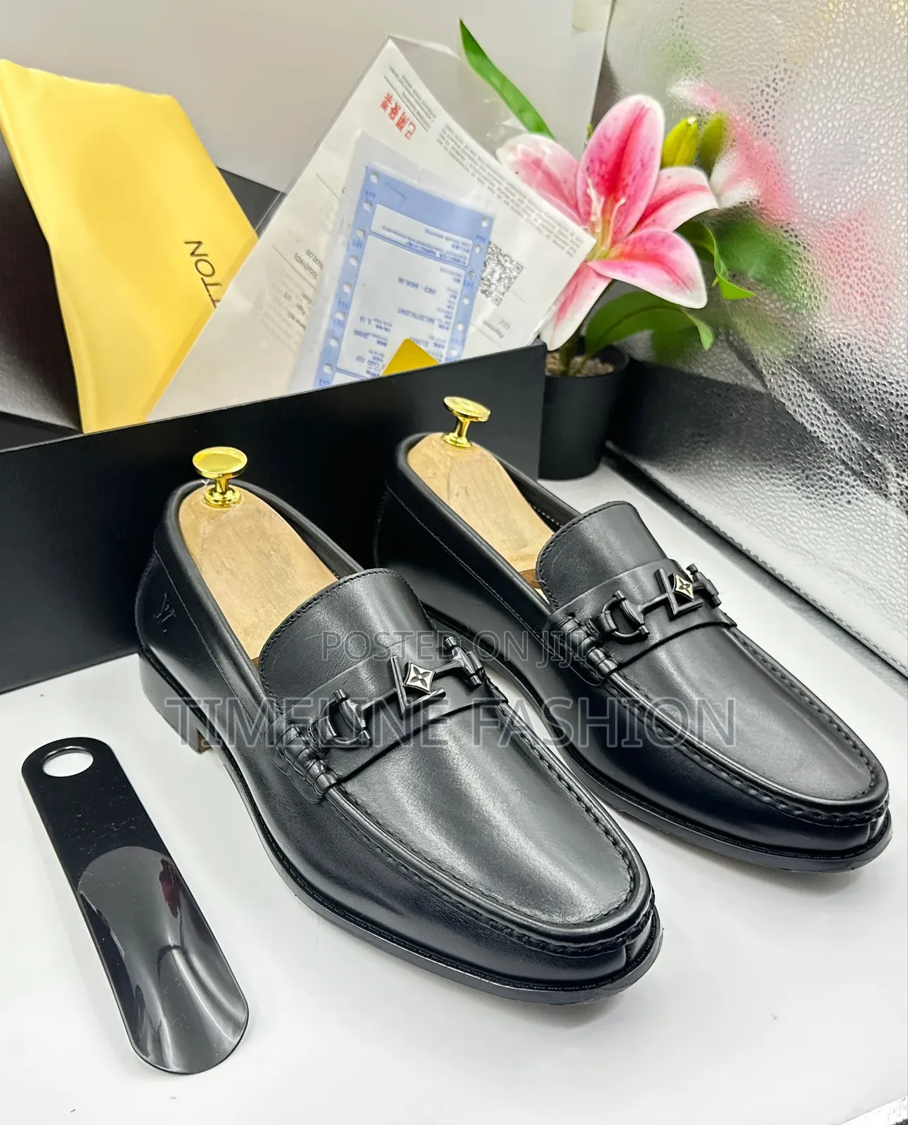 Louis Vuitton Executive Men's Black Leather Loafer Shoes Size 39-46