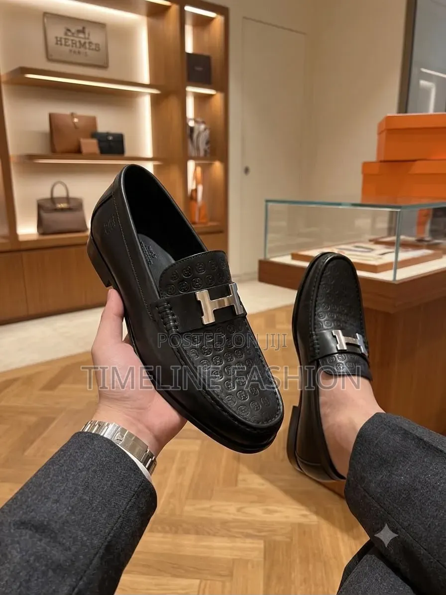 Hermes Classic Men's Durable Leather Shoes 39-46 Black