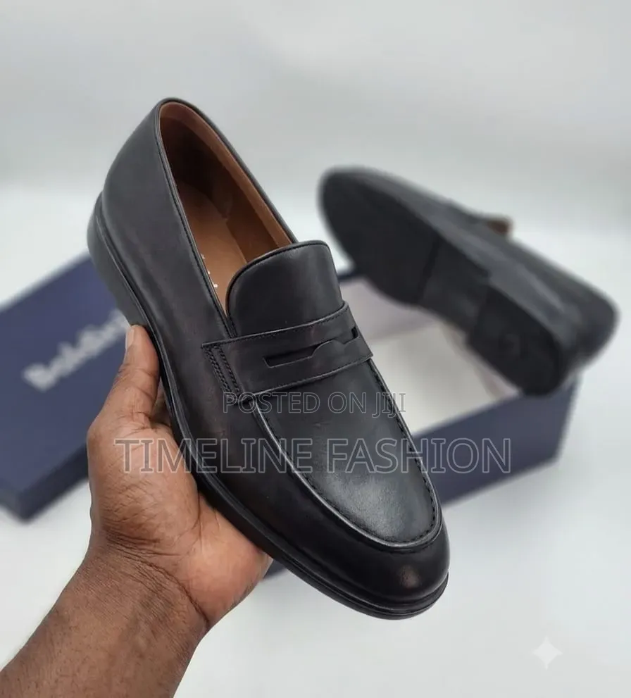 Baldinini Executive Men's Black Leather Easy Wear Shoes