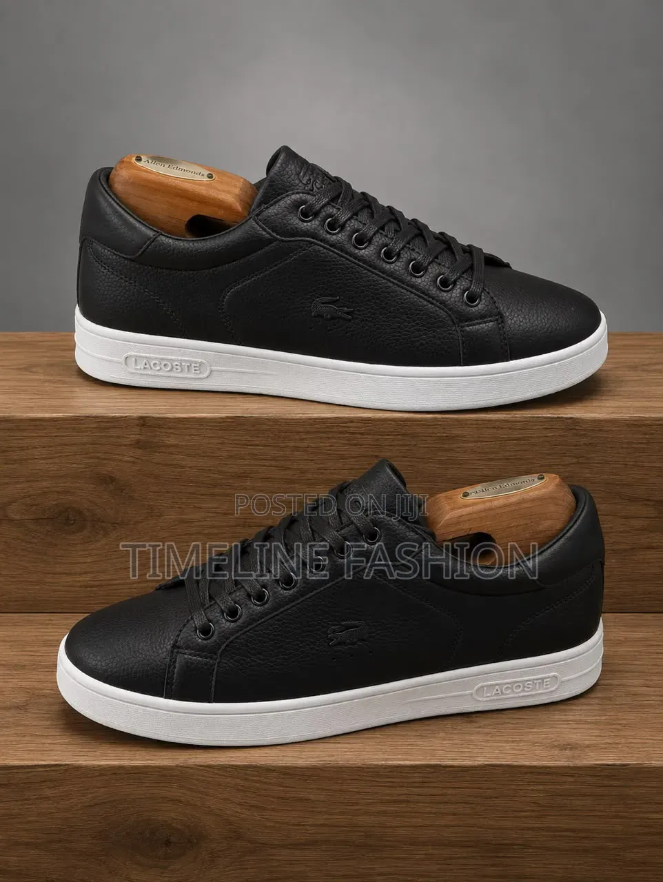 Black and White Lacoste Men's Leather Casual Sneakers