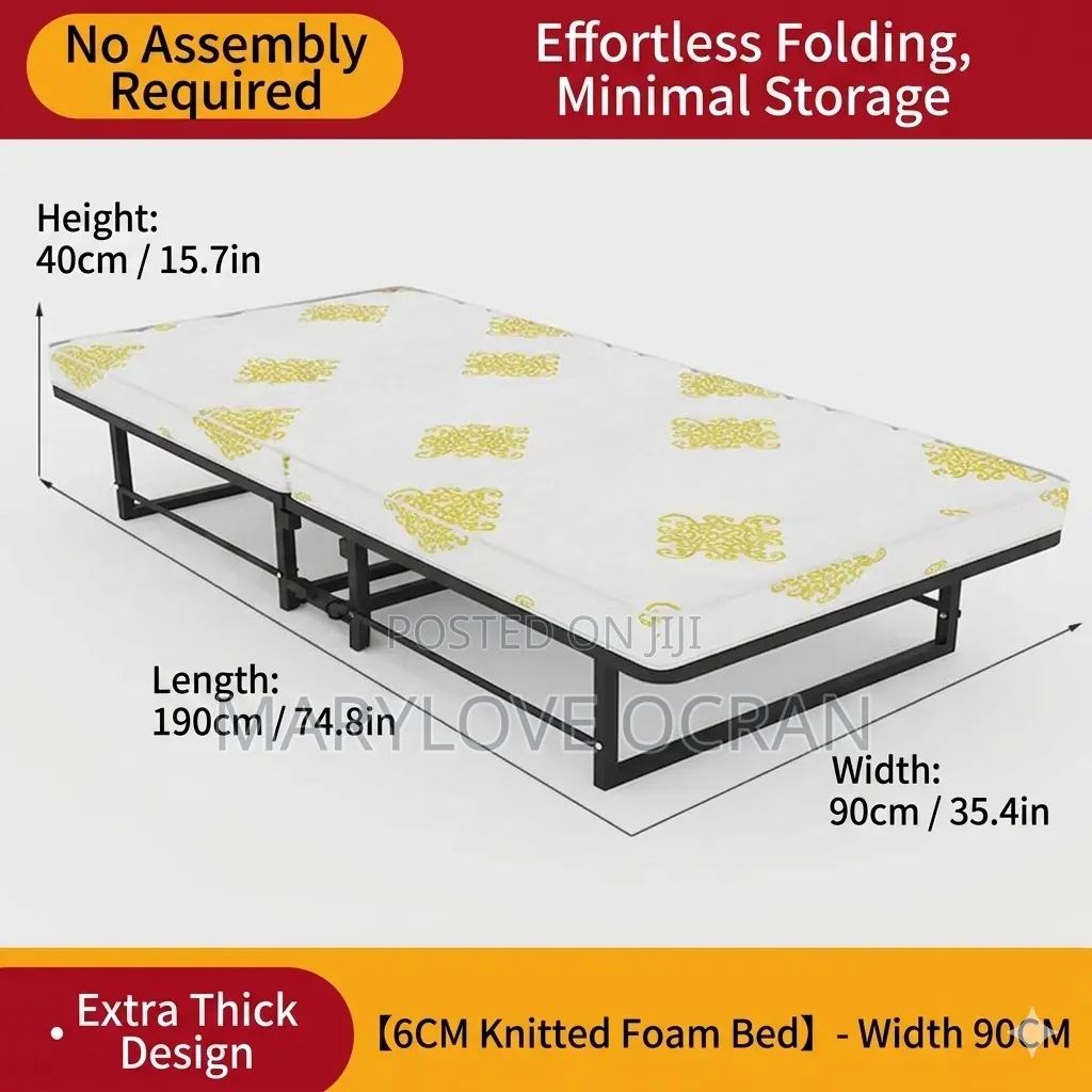 Extra Thick Designs Foldable Bed Plus Mattress
