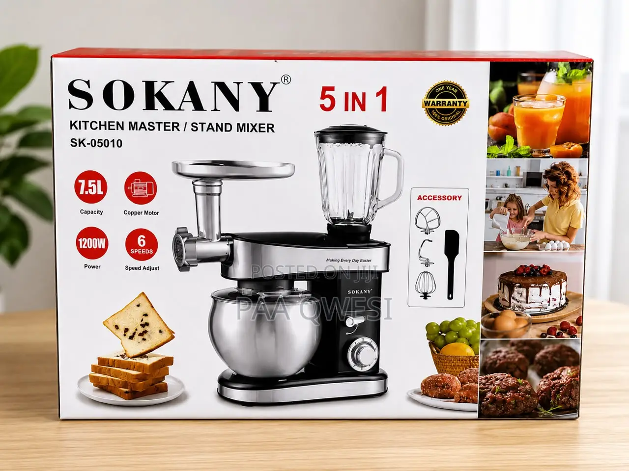 SOKANY 7.5L Multifunction Stand Mixer With Accessories