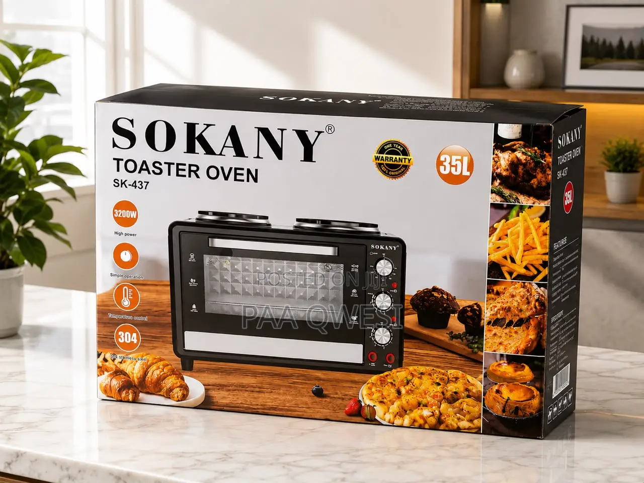 SOKANY 35L Oven With Double Electric Burner Original