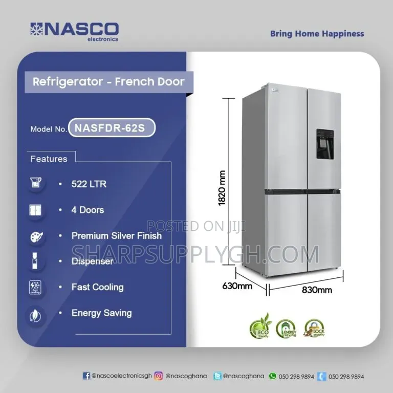 Nasco 522Lts French Door Refrigerator