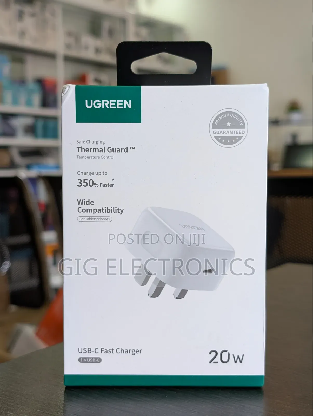 UGREEN 20W Type-C GaN Fast Charging Adapter UK (White)