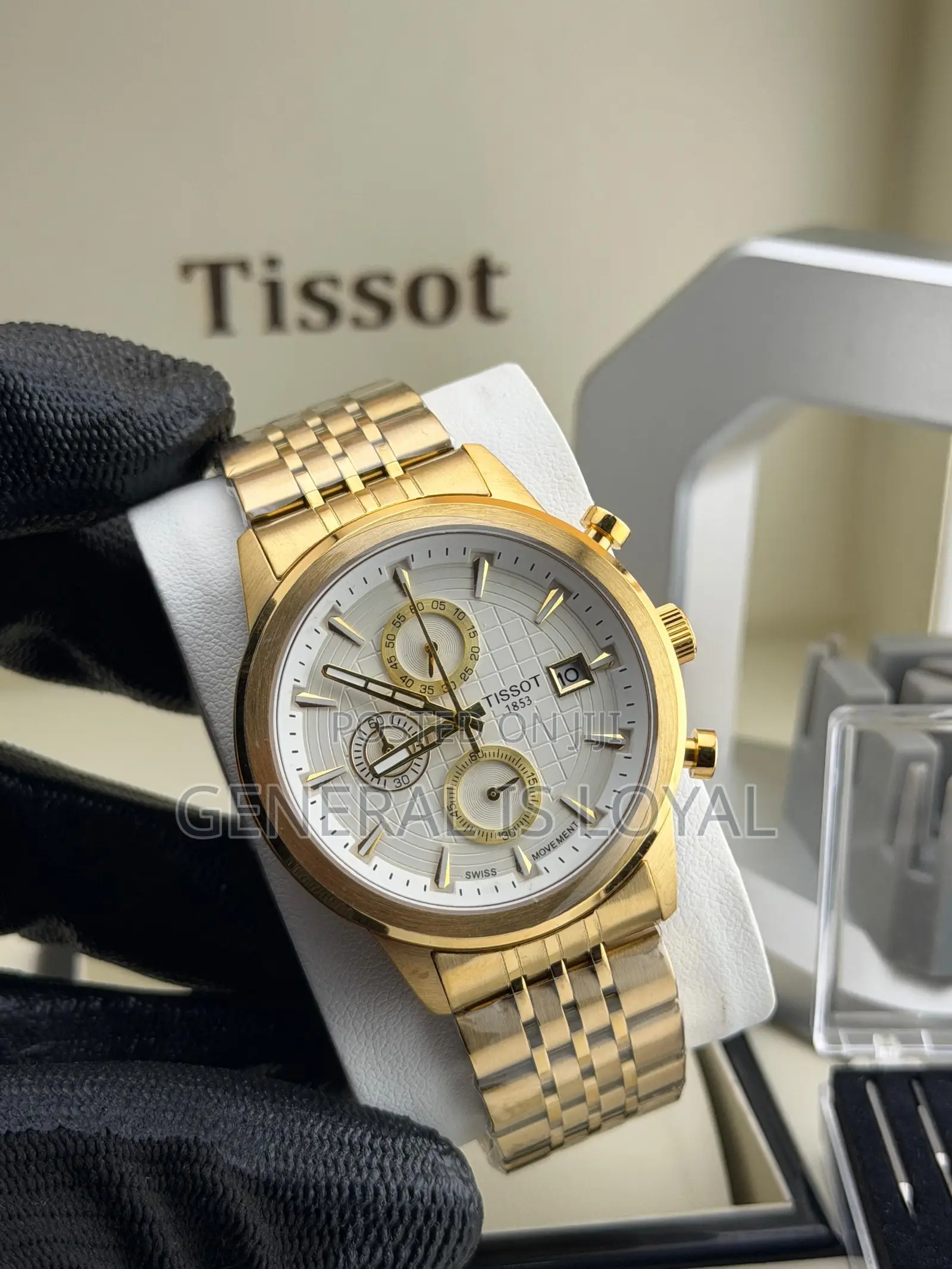 Tissot Gold PRC 200 Chrono White Dial With a Distinct Grid Pattern