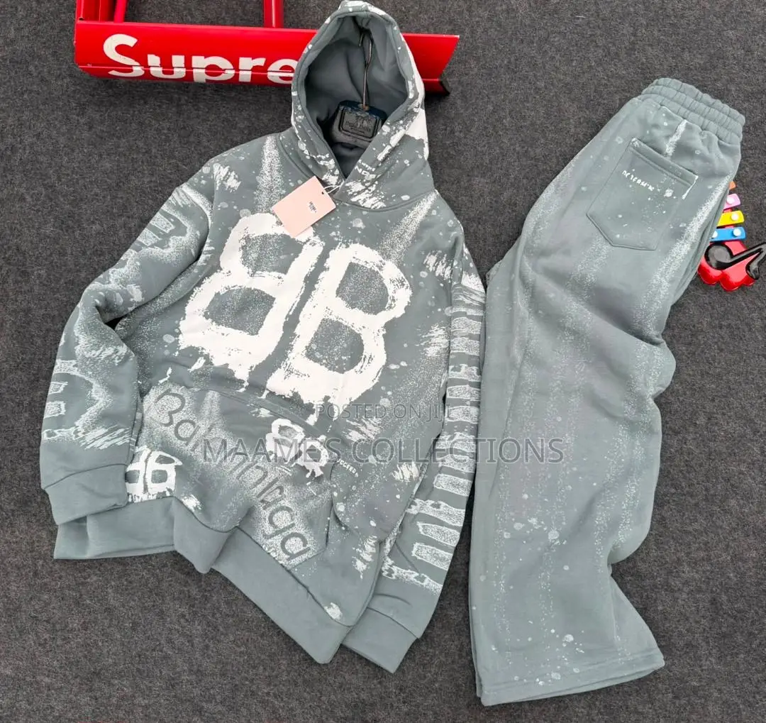 Men’s Oversized Hooded Tracksuit Set – Graphic Hoodie Sweatpants