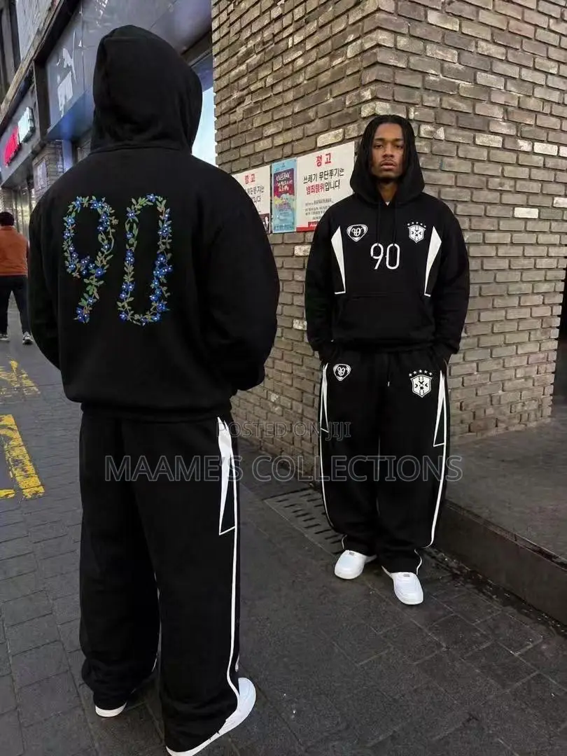 Men’s Oversized Hooded Tracksuit Set – Graphic Hoodie Sweatpants
