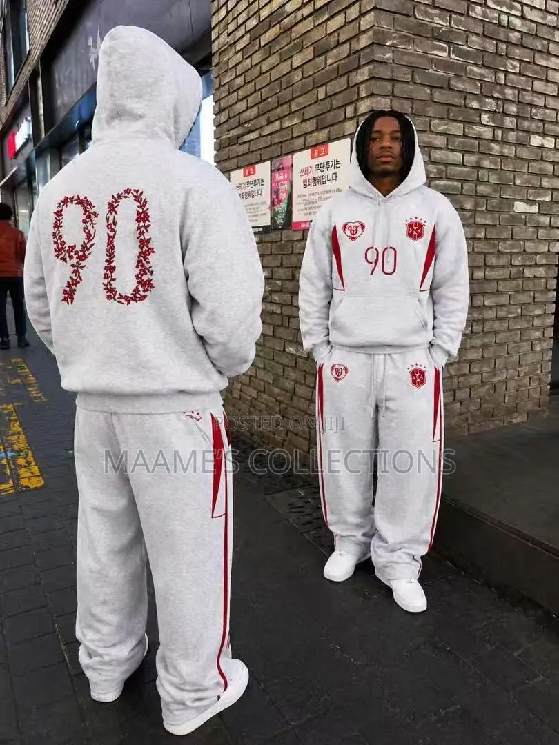 Men’s Oversized Hooded Tracksuit Set – Graphic Hoodie Sweatpants