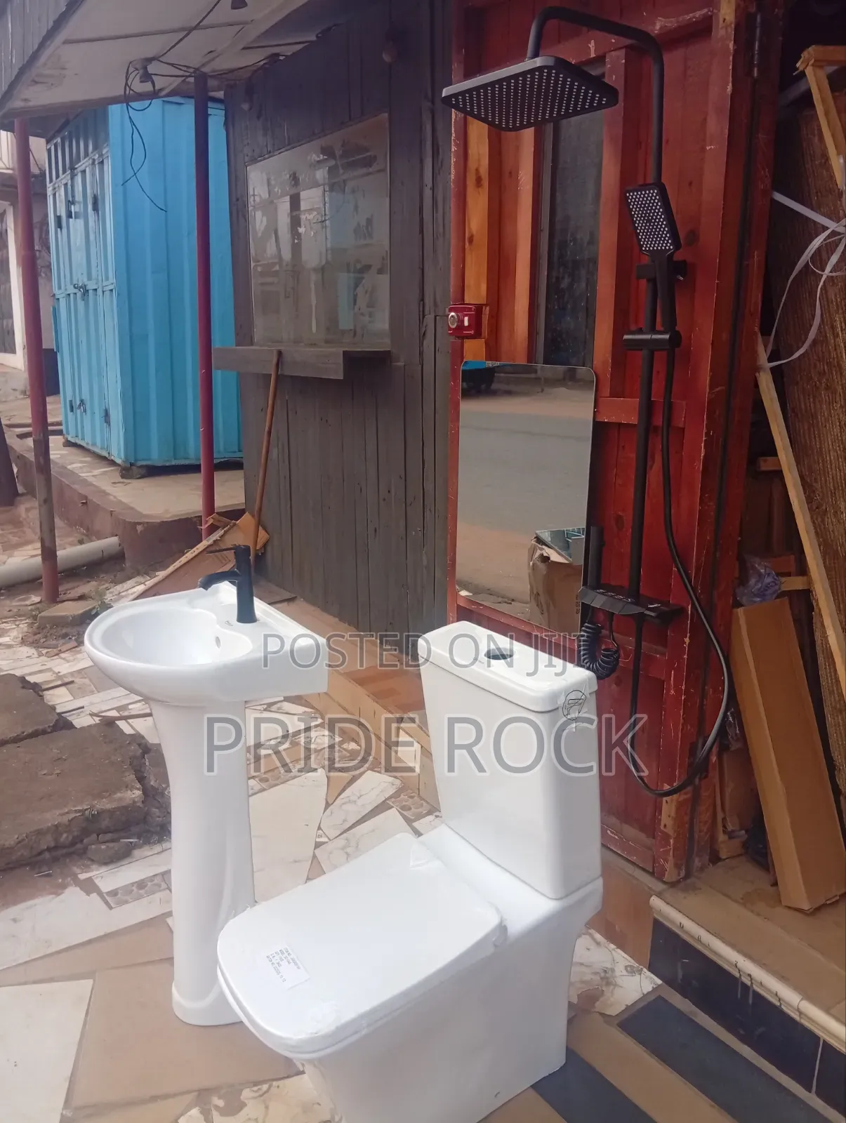 Press Top Wc, Basin With Stand Set, Mirror and Four in One Shower