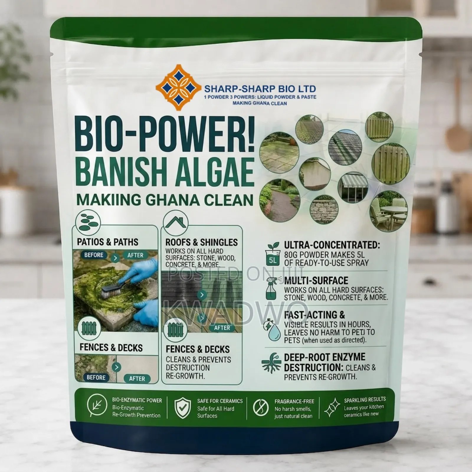 Pavement Cleaner for Green and Dark Stains on Pavement, Sidewalks.