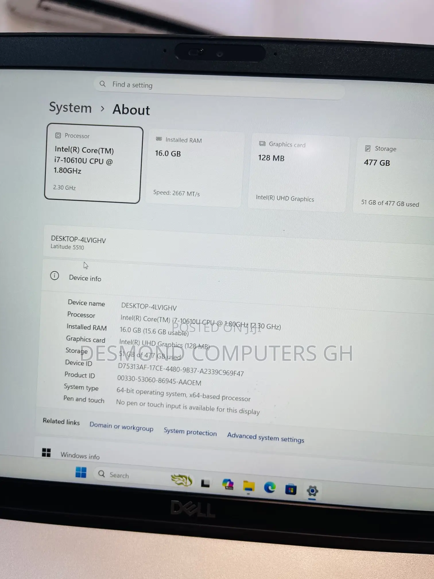 Laptop Dell Latitude 5510 16GB Intel Core i7 SSD 512GB